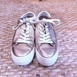 Saludos Rose Gold Leather Platform Sneakers 7.5